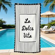 1pc Black & White Retro Striped Beach Towel, Soft Absorbent Lightweight Towel, Suitable For Adults And Teens, Perfect For Beach, Travel And Swimming Beach Blanket - Multicolor - View 8