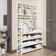 1 Set Multifunctional Coat Rack And Metal Shoe Storage Rack, Detachable Hooks And Hat Rack, Multi-Layer Independent Storage Space, Suitable For Clothes, Shoes, Hats, Bags And Umbrellas, Practical Storage Solution For Home, Apartment And Dorm, Space-Saving Entryway, Living Room, Bathroom And Hallway Storage, Independent Entryway Shoe Rack Provides Ample Storage Space, Suitable For Halloween, Christmas And Year-End Events - Multicolor - View 5