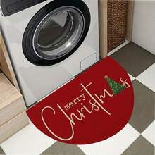 1pc Red Christmas Tree & "Merry Christmas" Pattern Decorative Door Mat, Suitable For Indoor And Outdoor Use, Ideal For Carpet, Room Decor, Floor Mat, Bedroom Rug, Kitchen Mat, Home Decor, Door Mat, Bathroom Mat, Perfect Christmas Gift - A - View 9