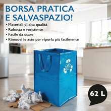 Contenitore capiente per riporre carta, dimensioni 30x38x55 cm – scatola pieghevole per il riordino domestico, adatta ad armadi e mensole, 1 pezzo - Blu - Visualizzare 4