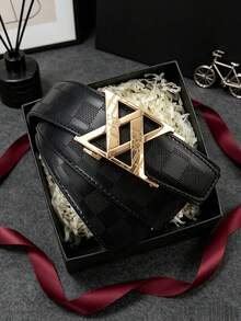 1pc 2026 New Fashion Men's Belt, Classic Letter Design, Premium Alloy Automatic Buckle, Paired With High-Quality PU Leather Strap, Lightweight Business Style, Perfect Gift Choice - Multicolor - View 8