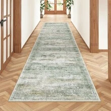 Alfombra de pasillo antideslizante para dormitorio, alfombra lavable con reverso de goma - Alfombra suave de pelo corto para cocina, lavandería, baño (61 x 244 cm, beige/marfil) - Amarillo - Ver 10