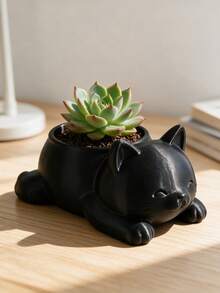 3D Printed Ins Macaron Healing Cat Planter Cartoon Animal Succulent Flower Pot Girl Desktop Makeup Brush Storage Soft Decor Ornament, - Cat - View 10