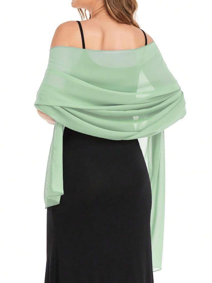 Chiffon Shawl Scarf, Suitable For Bride Wedding Party Evening Dress And Special Occasions, Malaysia Hijab - Green - View 1
