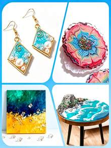8 Colors 30ml Epoxy Resin Pigment, High Concentration Pigment, Suitable For Epoxy Resin And UV Resin, UV-Resistant Opaque Pigment, Can Create Cell Effect And Lace Texture, 3D Floral Resin Coasters, Jewelry Making And Handmade Crafts - A - View 6