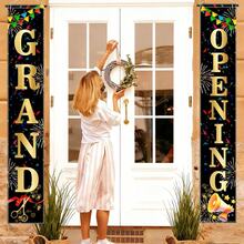 Grand Opening Vertical Porch Banner Set, Black Gold Confetti Firework Door Hanging Banner For Shop Opening Party Decor - Back to School - View 5