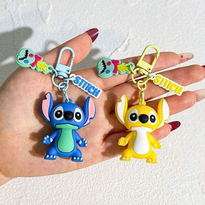 Disney 1pc Cartoon Stitch Keychain, Colorful Alien Doll Pendant, Cute Figure Key Ring Backpack Charm Accessories Gift
