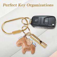 4pcs Brass Key Ring Bulk Pack, Gold Key Chain Organizer With Secure Screw Lock, Unisex Key Fob Pendant, Small Carabiner, Suitable For Wallet, Dog Leash And Pet Tags - Multicolor - View 5