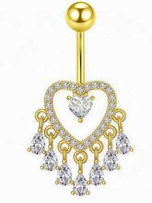 Belly Button Ring Dangle Hypoallergenic Stainless Steel Belly Rings For Women CZ Pearl Heart Butterfly Bow Flower Navel Piercing Jewelry Navel Ring - Butterfly - View 14