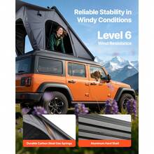 Rooftop Tent Hard Shell, 2-3 Person Aluminum Roof Top Tent Hardshell With Tri-Color LED Light, Thick Mattress & 1 Window, Waterproof Windproof Overland Camping Car Roof Rack For Jee P SUV Pickup - A - View 2