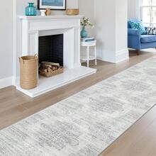 Alfombra de pasillo antideslizante para dormitorio, alfombra lavable con reverso de goma - Alfombra suave de pelo corto para cocina, lavandería, baño (61 x 244 cm, beige/marfil) - Blanco - Ver 6