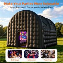 Inflatable Nightclub Tent Large Black Blow Up Night Club Party Tent Square Gazebo Event Room Movable Portable Night Club Party Pavilion For Backyard/Outdoor Events (14.76x14.76x13.78ft, Black) - 黑色 - 查看 4