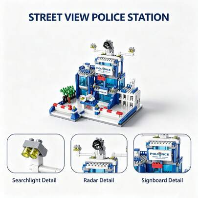 Hotel Street Scene, Police Station, Rainbow Treehouse Building Blocks Toy, Colorful Leaves And Cozy House Design, 852 Mini Particles Stress Relief Assembly, Perfect Gift For Back To School/Christmas/Easter/Birthday
