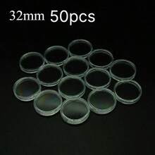 50pcs Commemorative Coin Protector Display Cases, Transparent Plastic Coin Holders, Coin Collection Storage Boxes - Blue and White - View 23