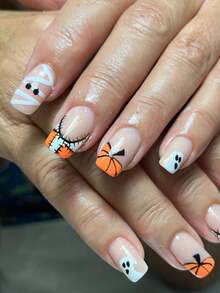 10pcs Halloween Nail Foil Stickers, Cartoon Pumpkin, Spider, Witch, Ghost, Skeleton Patterns, Suitable For 3D Nail Art Decoration (No Adhesive Backing) - Multicolor - View 8