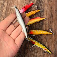6pcs Floating Barracuda Minnow Lure Set, Slim Bionic Hard Bait, Pike Bass Freshwater Saltwater Fishing Lure Combo - Multicolor - View 6
