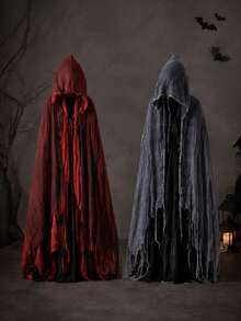 Adult Halloween Hooded Ripped Cape Cloak Set, Suitable For Costume Party, Cosplay, Haunted House Decoration, Gift For Halloween Party Enthusiasts - Multicolor - View 9