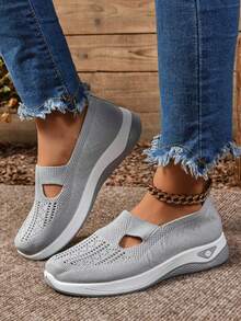 Women's Orthopedic Comfort Slipon Sneakers With Arch Support And Skin-Friendly Foam,Lightweight Walking Shoes,Soft Cushioning,Casual Women's Shoes - 灰色 - 查看 6