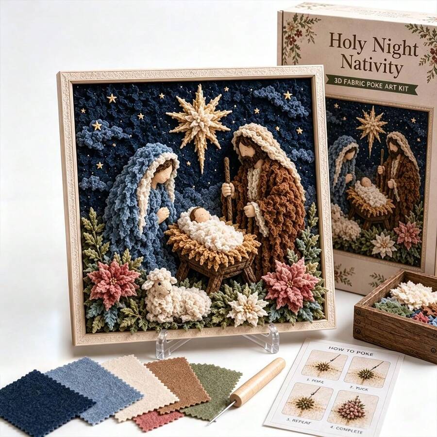 3D Christian Fabric Poke Art Kit, 3D Fabric Poke Art Kit For Adults With Pre-Cut Squares, Religious DIY Craft Kit For Christian Home Decor & Faith Gifts (#D) - #a - View 1