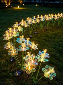 6-Head Solar Flower Lights, IP65 Waterproof, Colorful LED Garden Stake Lights, Automatic On/Off, Solar Powered Outdoor Decorative Landscape Lights Suitable For Yard, Lawn, Path, Patio - Solar-powered Butterfly Lamp - View 4