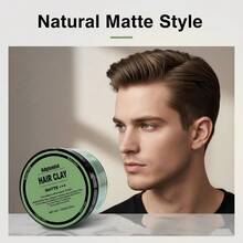 Men's Hair Styling Clay 120g Matte Finish Long-Lasting Hold Non-Sticky No Residue Voluminous Texture Dry & Styled - Mud - View 5