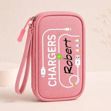 Custom Name Travel Cable Storage Bag Digital Electronic O Portable USB Data Line Charger Plug Storage Bag Ideal For USB Drives, Hard Disks, Headphones & Gaming Accessories, Portable Storage Organizer Carry On Suitcase Garment Duffle Bags For Travel - Multicolor - View 8