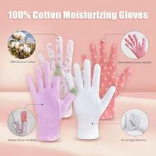 Premium 100% Cotton Gloves Moisturizing Gloves For Dry Hands Overnight Sleeping And Eczema White Floral Dots - Black - View 4