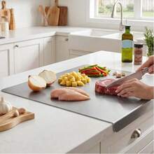 Stainless Steel Cutting Board With Lip, Large Size Metal Kitchen Chopping Board, Versatile Pastry Board For Kneading Dough & Meat Preparation - View 6