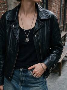 Yanxyad 6PCS Y2K Star Vortex Sun Pentagram Necklace Set For Women Men – Retro Grunge Gothic Chain Jewelry - Silver - View 3