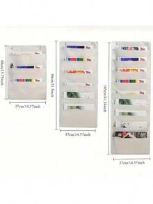 1pc Wall-Mounted Transparent Storage Hanging Bag, Large Capacity, High Aesthetic, Multi-Compartment Design, Hanging Style, Suitable For Wall Storage, Study Organization, Christmas Gift, Back To School, Home, Bedroom - Multiple Styles - View 4