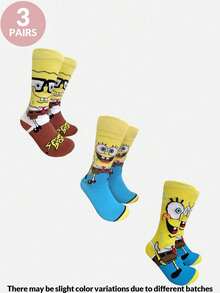 SpongeBob SquarePants 7/3/1入中性趣味卡通印花襪，適合日常穿著、旅行、學校，低筒短襪學生船襪，聖誕禮物、旅行禮物、婚禮禮物、聖誕派對禮物，送給媽媽、爸爸、男性生日禮物、新年禮物、朋友的趣味禮物 - 彩色 - 查看 10