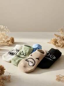 5 pasang/10 pasang Kaos Kaki Wanita Tipis Bernapas Motif Monster Lucu Musim Semi/Panas, Lembut, Nyaman, Elastis, Cocok untuk Pemakaian Kasual Sehari-hari - MultiWarna - View 3