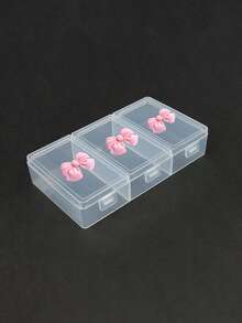 Single 3-Compartment Tool Organizer Box With Bow Decor, Unique Design, Jewelry Bead Packaging Box, Storage Divider Box, Independent Flip Lid Sorting Box, Fishing Tackle Storage Box, Nail Art Storage Box, Hardware Storage Box, Gift For Her - Multicolor - View 13