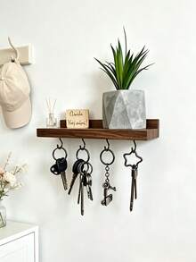 Floating Wooden Frame With Hooks | Handmade Entryway Storage Rack Suitable For Living Room Kitchen Hallway Wall-Mounted Storage Rack Display Shelf Organizer Decorative Storage Rack - View 1