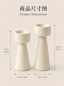 1pc Geometric Shaped Modern Minimalist Candle Holder, Suitable For Home Desktop Decoration - Tall and Short Columns - View 3