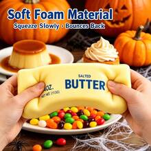 1pc Butter Squishy Toy, One Size, Random Shipment, Realistic Butter Squeeze Toy, Halloween Slow Rebound Fidget Toy, Halloween Prank Toy, Realistic Food Squishy, Halloween Gift/Halloween Decoration/Monster Squishy - Multicolor - View 7