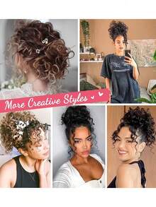 Naturally Voluminous Curls With An Adjustable Drawstring Hair Tie, Available In Multiple Colors. Stylish Updo Suitable For Everyday Wear. - Multicolor - View 7
