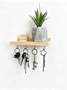 Floating Wooden Frame With Hooks | Handmade Entryway Storage Rack Suitable For Living Room Kitchen Hallway Wall-Mounted Storage Rack Display Shelf Organizer Decorative Storage Rack - View 11
