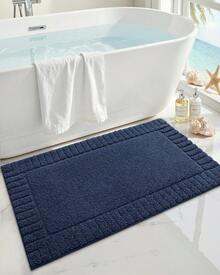 DEXI Tapete para Baño 40 x 60 cm, Alfombra de Baño Antiderrapante, Tapetes de Baño Supersuave y Absorbente, Lavable a Máquina, Blanco - Negro - Ver 2