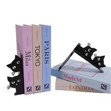 Narrow And Convenient Metal Cat Bookends, A Pair Of Cute Cat Bookends, Suitable For Bookshelf Decoration, Perfect For Home, Office, Desk, And Bookshelf Decoration (Front Half, Back Half). - B381 - View 11