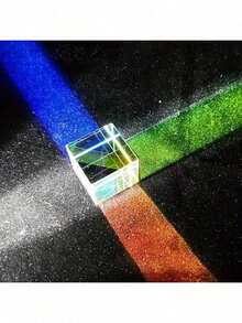 مصباح منشور RGB ثنائي الانكسار من الزجاج البصري بتصميم X-Cube، زينة مكتبية لتجارب الفيزياء، هدية علمية قابلة للاقتناء - متعدد الألوان - مشاهدة 6