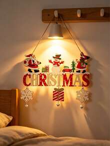 1pc Christmas Wooden Hanging Ornament, Gnome Pattern With Snowflake And Bell Pendant, "WELCOME" Letter Design, Rustic Christmas Tree/Door/Wall/Window Home Decor, Suitable As Christmas Gift - / - View 10