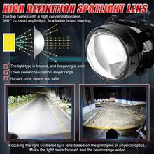 1 Buah Lensa Proyektor Bi LED 2,5 Inci dengan Lampu Halo H4 H7 9005 9006 untuk Lampu Depan Mobil Hella 3R Angel Eyes Kit Lampu Depan LED Sorot Tinggi dan Rendah - A - View 5