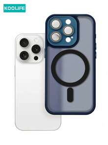 Koolife 1件裝 Apple 17 磁吸無線充電純色全包覆防摔鏡頭保護 TPU+PC 霧面噴漆手機殼，高級手感，適用於 iPhone 18 Pro Max、17、17 Pro Max、16 Pro、15 Pro Max、13 Pro、15、14、14 Pro、13、12 Pro Max、11 Pro Max、15 Plus、16 Plus - 海軍藍 - 查看 1