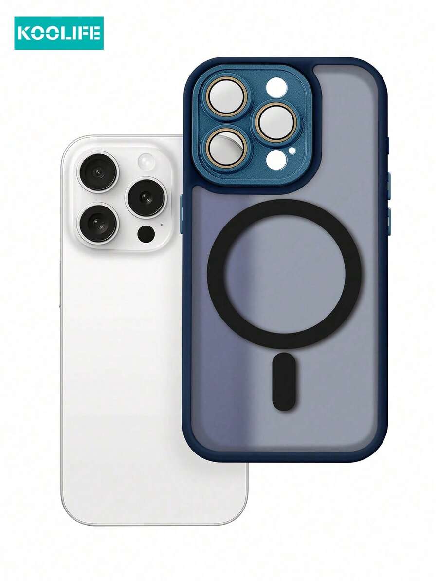 Koolife 1件裝 Apple 17 磁吸無線充電純色全包覆防摔鏡頭保護 TPU+PC 霧面噴漆手機殼,高級手感,適用於 iPhone 18 Pro Max、17、17 Pro Max、16 Pro、15 Pro Max、13 Pro、15、14、14 Pro、13、12 Pro Max、11 Pro Max、15 Plus、16 Plus - 海軍藍 - 查看 1