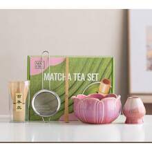 1pc/5pcs/7pcs Set Petal Raku Matcha Tea Set, Pink/Green Optional, Matcha Bowl, Matcha Full Set Tools, Complete Matcha Tools, Matcha Whisk Set, Matcha Tools, Matcha, Matcha Plate, Matcha Tools, Cup, Matcha Related Products, Including Matcha Bowl, Matcha Whisk, Matcha Cup, Matcha Whisk, Matcha Spoon, Tea Bowl Set, Matcha Brewing Tools - Multicolor - View 4