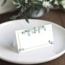40pcs Green Watercolor Wedding Or Party Place Cards, Table Cards, Party Decorations, Suitable For Wedding, Bridal Shower, Dinner, Reception, Banquet, Halloween, Christmas, Thanksgiving, Harvest Festival And Other Occasions - View 2