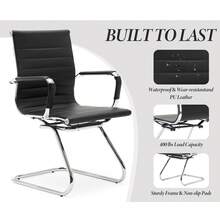 WAHSON OFFICE CHAIRS 10PCS PU Leather Office Chair Metal Frame Conference Chair For Meeting Room/Reception Area - 黑色十把 - 查看 6