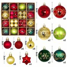 44pcs Christmas Painted Ball Gift Box 3cm/6cm Set Christmas Tree Decoration Ball Hanging Ornament - 44pcs-1 Box - View 14