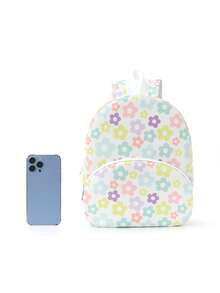 Printed Backpack Lightweight Daisy Pattern Front Pocket Bag Dual Zippers Casual Daily Use Bag Suitable For Travel, Outings And Gifts - Multicolor - View 4